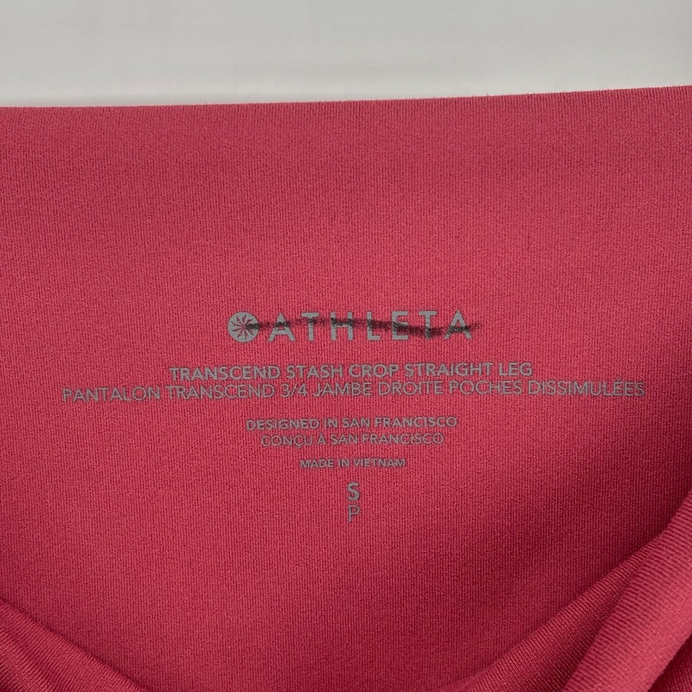 Athleta Transcend Stash Crop Side Slit Hem Pants Berry Pink High Rise Size Small - Picture 2 of 12
